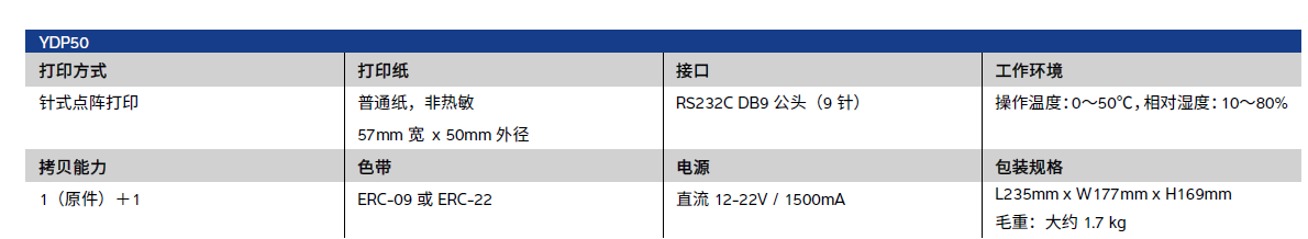 YDP50技术参数 YDP50技术参数