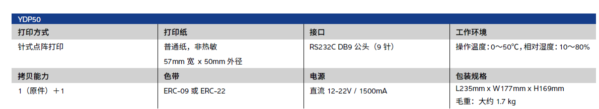 YDP50技术参数